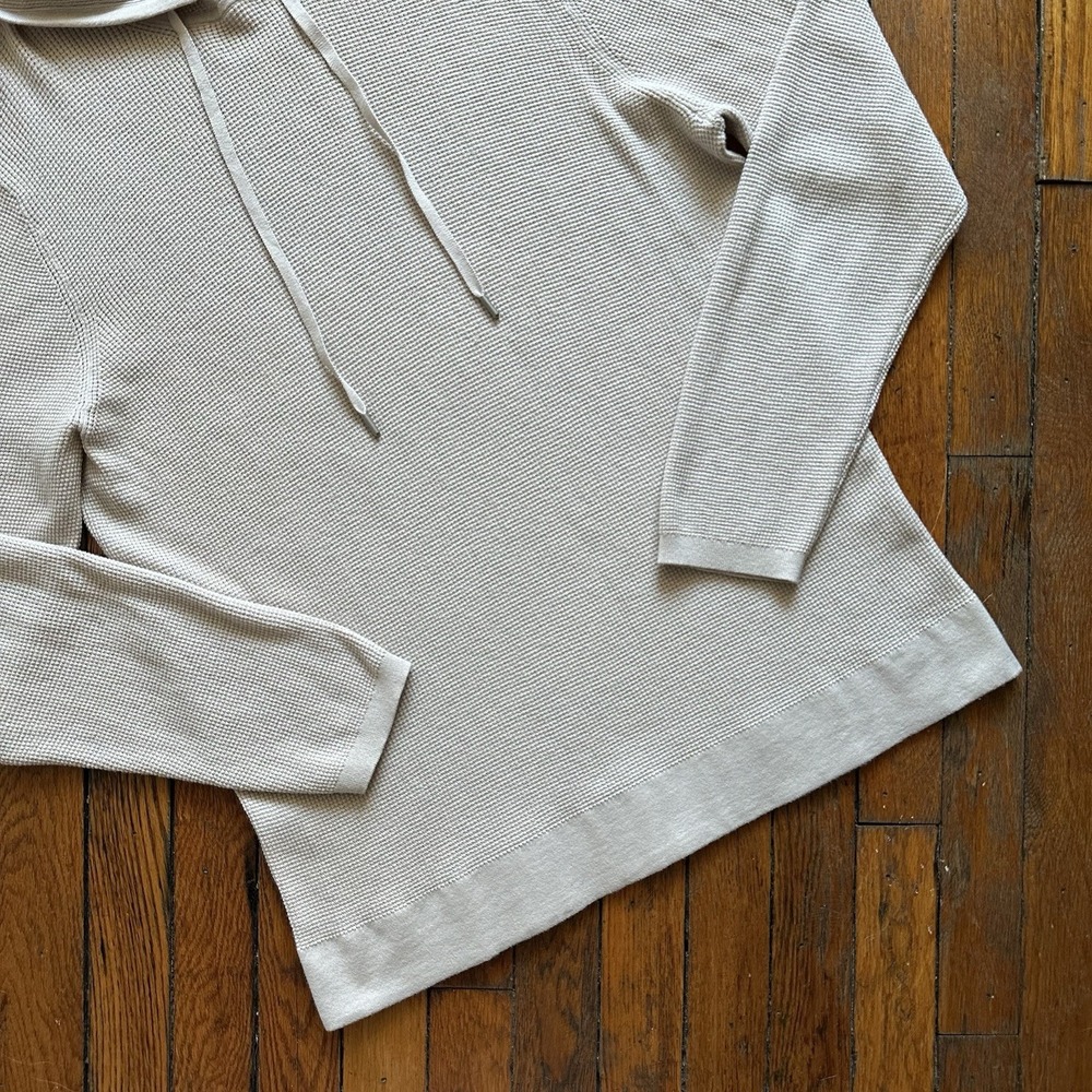 NAADAM Cotton Cashmere Thermal Knit Hoodie Sweatshirt Cream Women XL Waffle - Picture 3 of 8